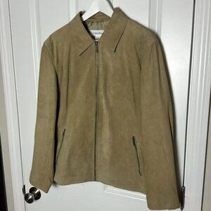 Calvin Klein Men's Leather suede Jacket size small tan/beige color